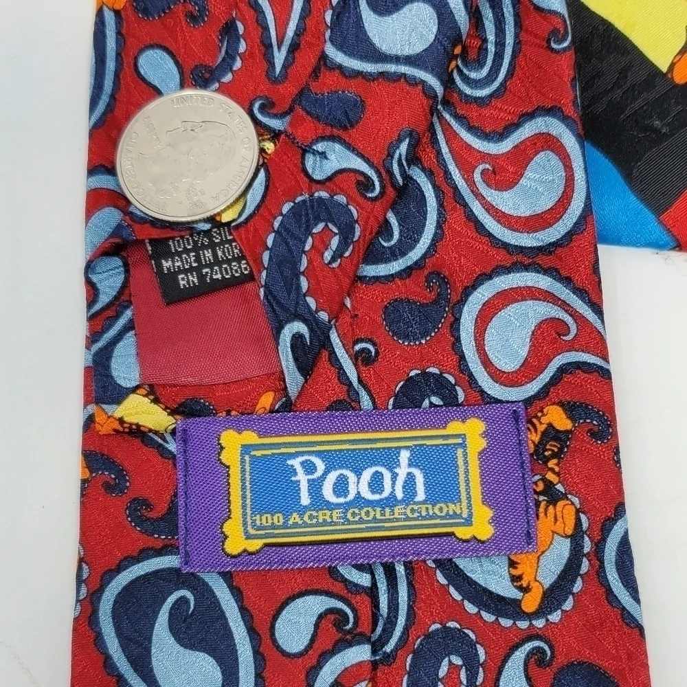 DISNEY WINNIE THE POOH TIGGER LOT OF 3 MEN NECKTIE TIES BLACK ORANGE RED